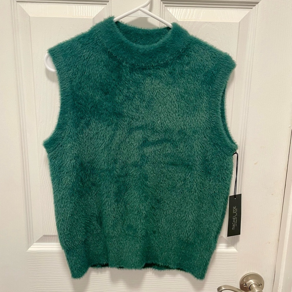 NEW with tags! Rachel Zoe Teal Fuzzy Sleeveless Fuzzy Sweater vest